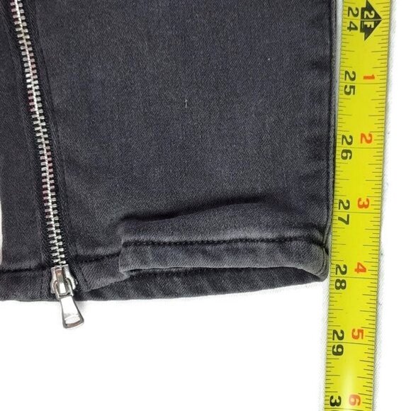 Paige Jeans Size 32 34X28 Faded Black Dover Ankle Zip Zipper Pockets Stretch USA - Picture 9 of 12